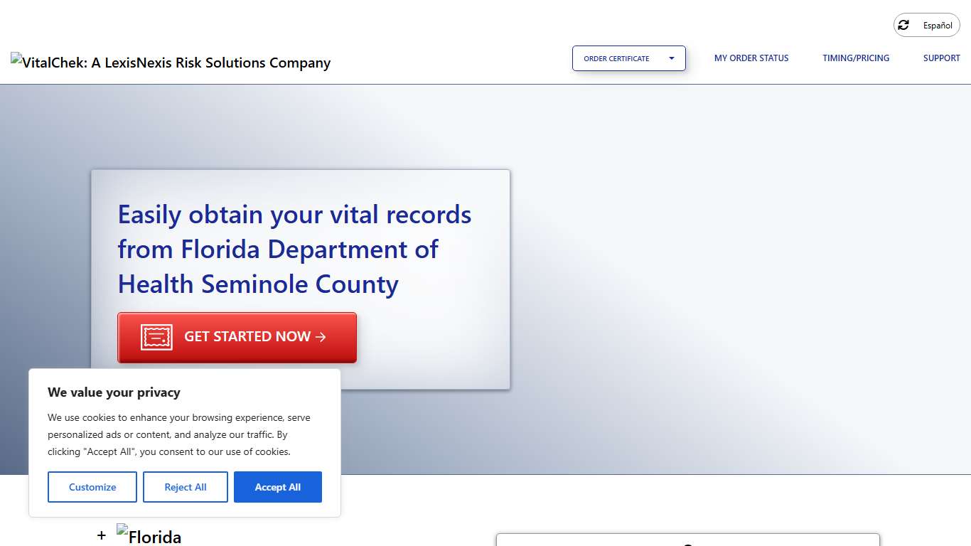 Florida Department of Health Seminole County (FL) Order Certificates - VitalChek