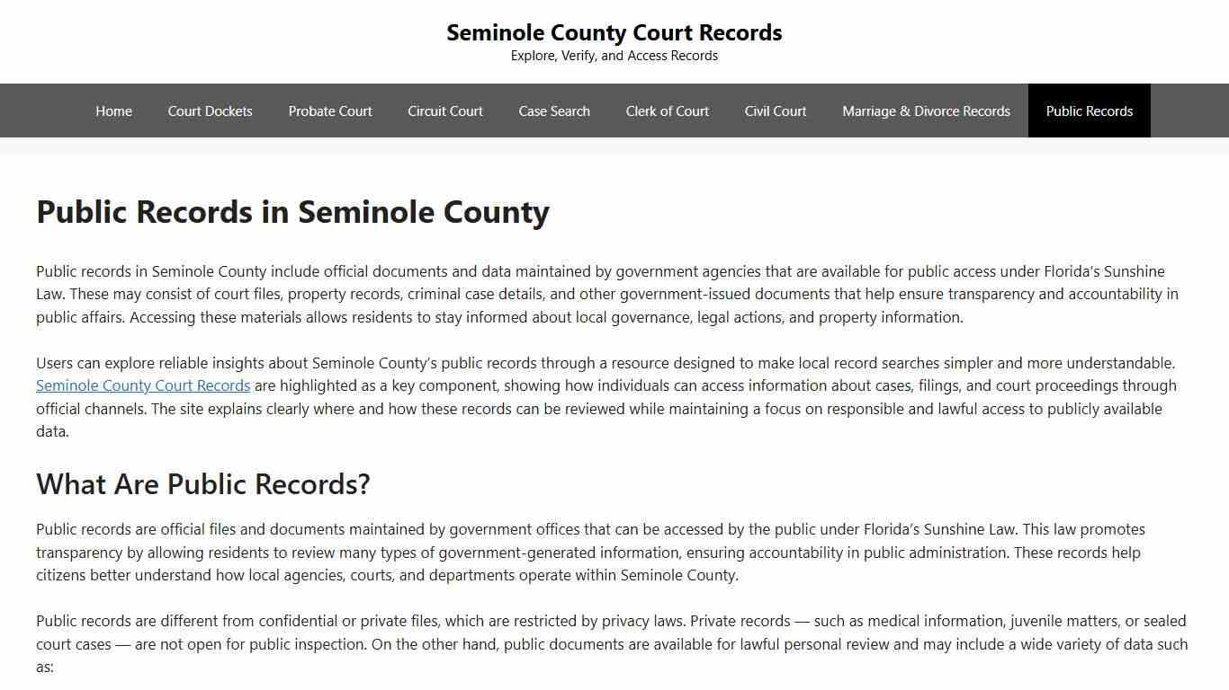 Public Records in Seminole County - Seminole County Court Records